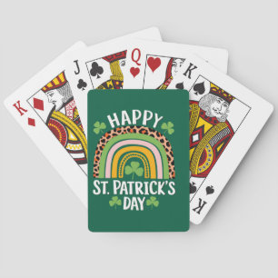Happy St Saint Patrick's Day Rainbow Shamrock Playing Cards
