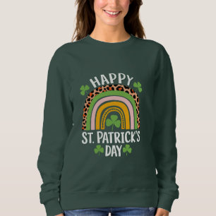 Happy St Saint Patrick's Day Rainbow Shamrock  Sweatshirt