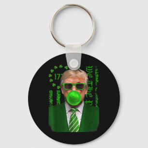 Happy St Saint Patricks Day Trump Bubble Men Keychain