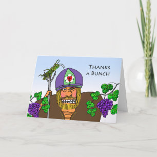 Happy St. Urho's Day, Grasshopper and Grapes Thank You Card