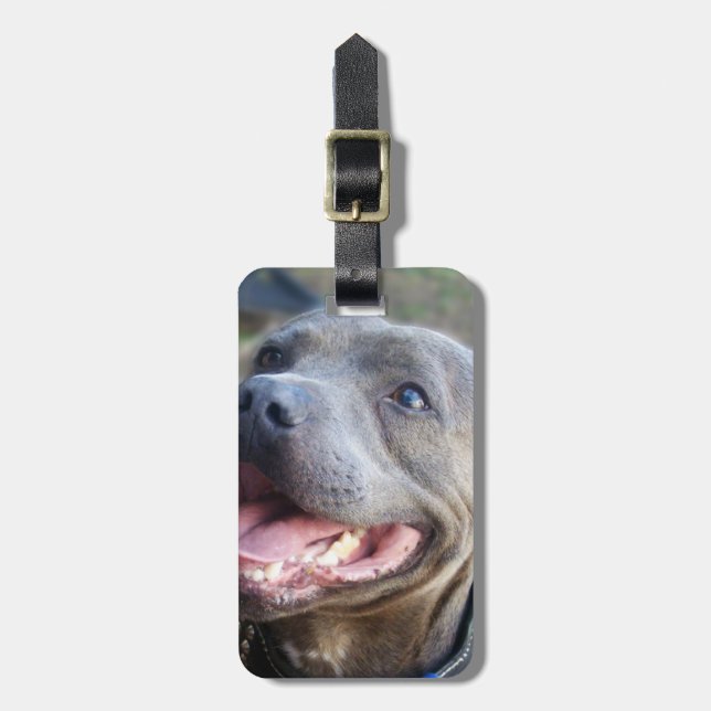 Happy Staffordshire Bull Terrier,  Luggage Tag (Front Vertical)