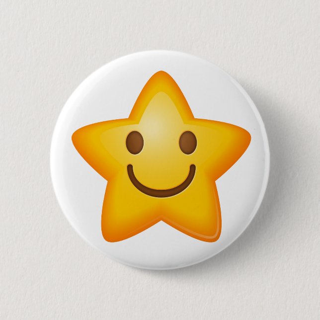 Happy Star Emoji 2 Inch Round Button (Front)