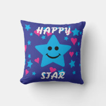 Happy star Throw Pillow