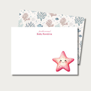 Happy Starfish Underwater Custom Name Nursery Card