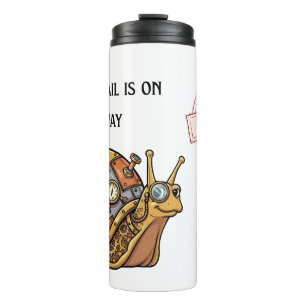 Happy Steampunk Snail Mail Thermal Tumbler