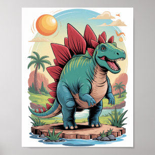 Happy Stegosaurus Poster