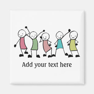 Happy Stick People Friends Personalized Magnet