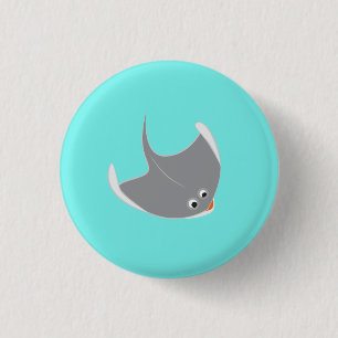 Happy Stingray 1 Inch Round Button