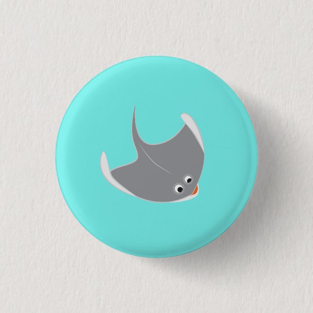 Happy Stingray 1 Inch Round Button (Front)