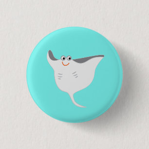 Happy Stingray 1 Inch Round Button