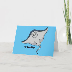 Happy stingray fish cartoon illustration card