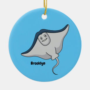 Happy stingray fish cartoon illustration ceramic ornament
