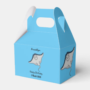 Happy stingray fish cartoon illustration favor box