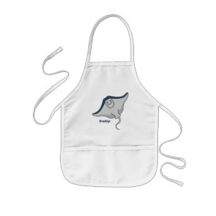 Happy stingray fish cartoon illustration kids apron