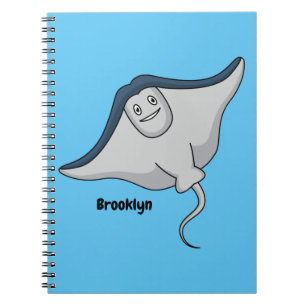 Happy stingray fish cartoon illustration  notebook