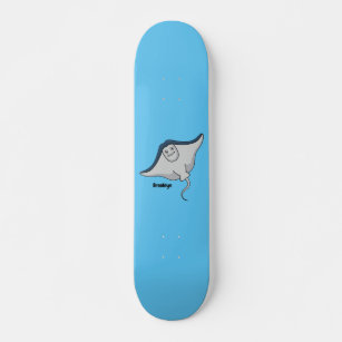 Happy stingray fish cartoon illustration skateboard