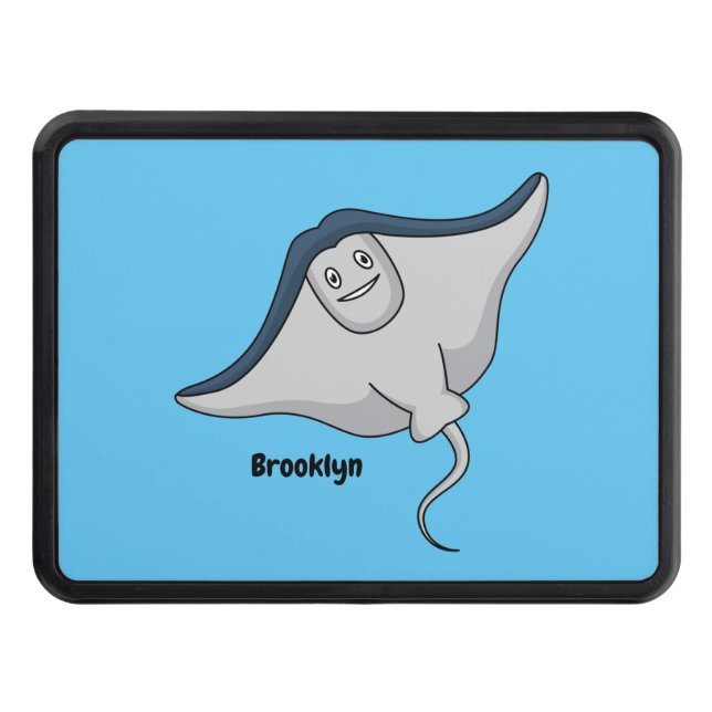 Happy stingray fish cartoon illustration  trailer hitch cover (Front)