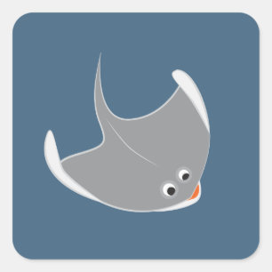 Happy Stingray Square Sticker