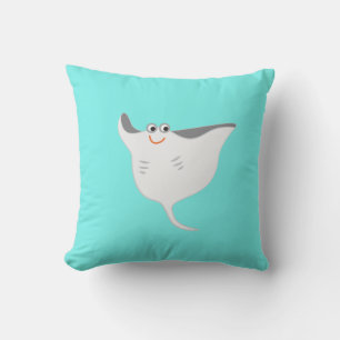 Happy Stingrays Throw Pillow