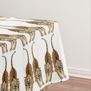 Happy Stretching Bengal Tiger Tablecloth