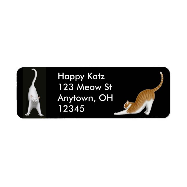 Happy Stretching Cats Label (Front)