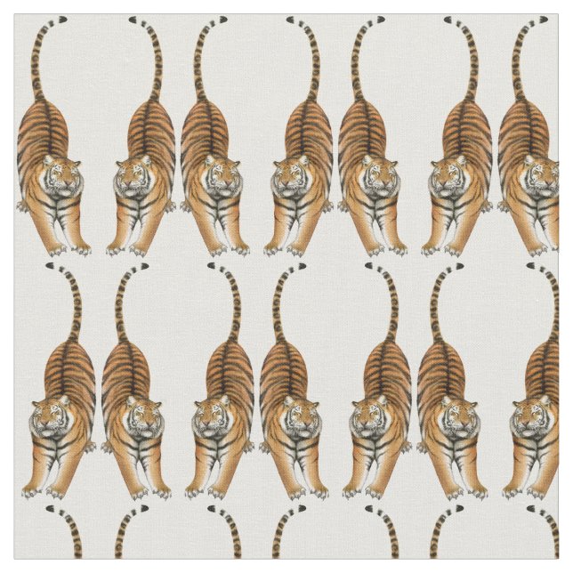 Happy Stretching Tiger Fabric (Close Up)