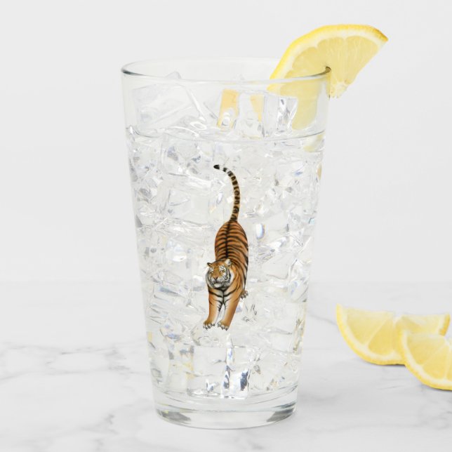 Happy Stretching Tiger Glass Tumbler (Back Ice)