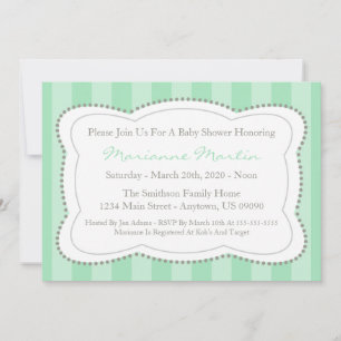 Happy Stripes Baby Shower Invitation (Mint Green)