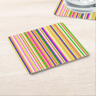 Happy Stripes Square Paper Coaster