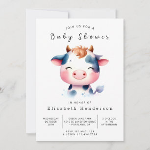 Happy Stylish Barn Cow Baby Shower Invitation