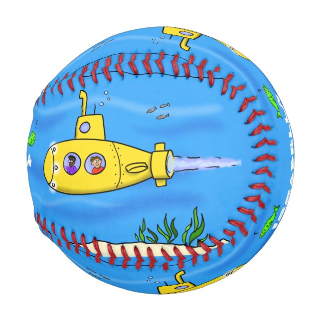 Happy submarine cartoon baseball (Front Right)