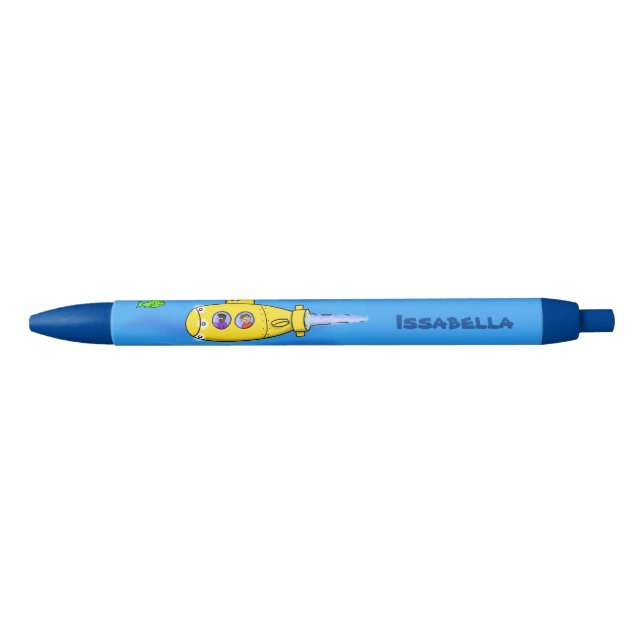 Happy submarine cartoon black ink pen (Front)