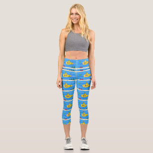 Happy submarine cartoon capri leggings
