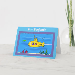 Happy submarine cartoon card