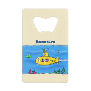 Happy submarine cartoon credit card bottle opener