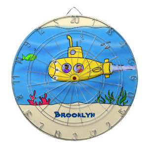 Happy submarine cartoon dartboard