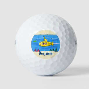 Happy submarine cartoon golf balls