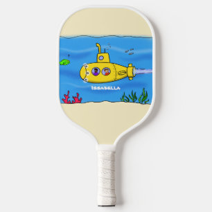 Happy submarine cartoon pickleball paddle