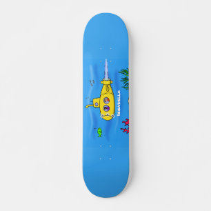 Happy submarine cartoon skateboard