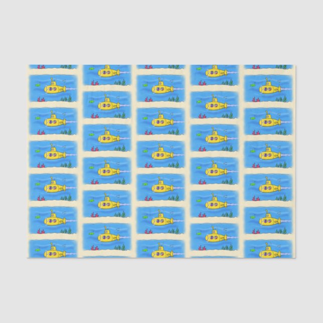 Happy submarine cartoon tissue paper (Front)