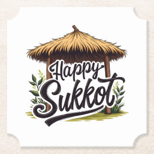 Happy Sukkot Jewish holiday Hanukkah Paper Coaster