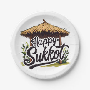 Happy Sukkot Jewish holiday Hanukkah  Paper Plate