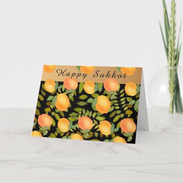 Happy Sukkot leaves and lemon Card (Front)