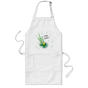 Happy Sukkot Lulav and Etrog Watercolor Pattern Long Apron