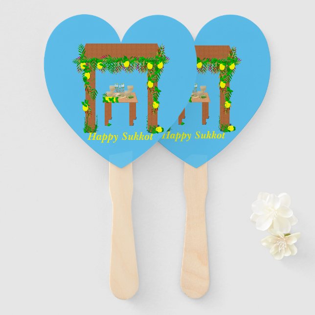 Happy Sukkot ,Personalized Hand Fan (Front and Back)