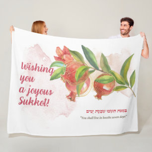 Happy Sukkot   Sukkot Sameach   Sukkah Decor Fleece Blanket