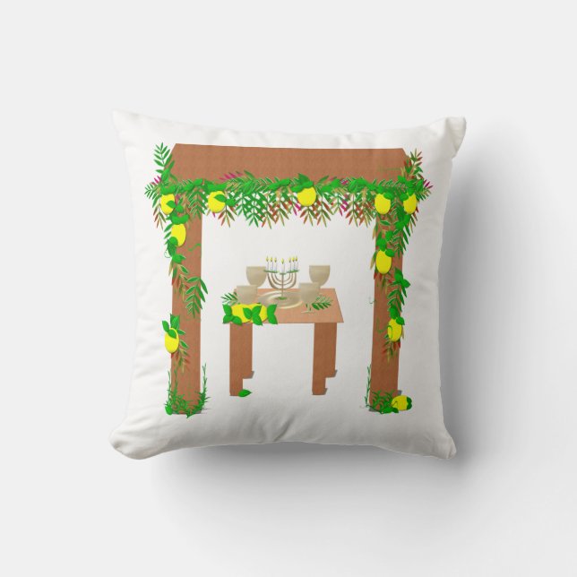 Happy Sukkot, Throw Pillow (Front)