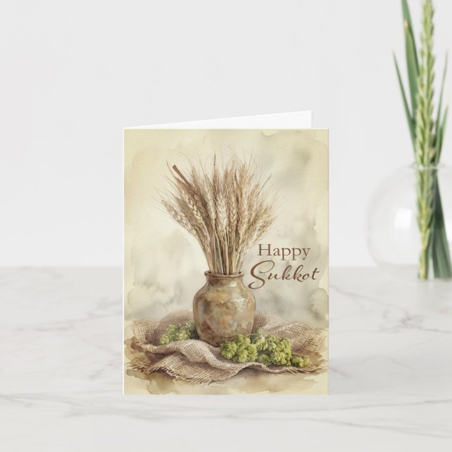 Happy Sukkot Wheat Card (Front)