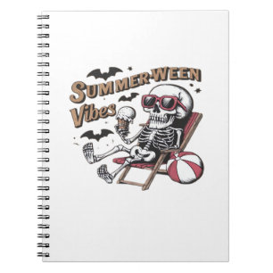 Happy Sumerween Vibes Skeleton Ice Cream Summer Ha Notebook