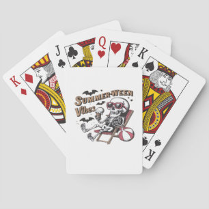 Happy Sumerween Vibes Skeleton Ice Cream Summer Ha Playing Cards